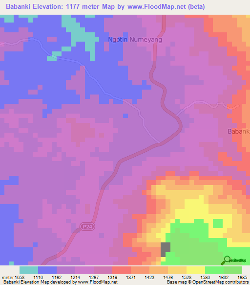 Babanki,Cameroon Elevation Map