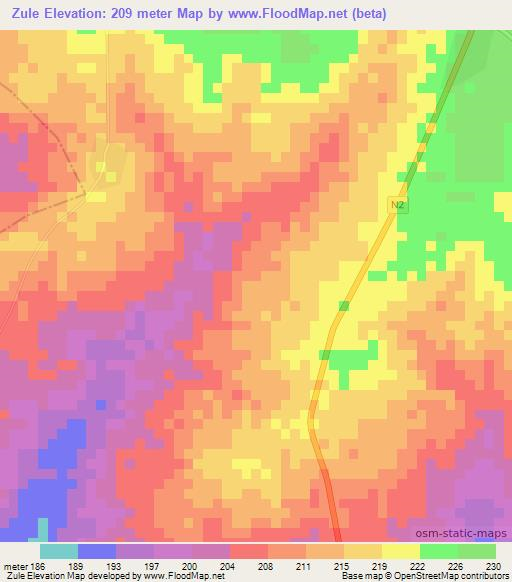 Zule,Ghana Elevation Map