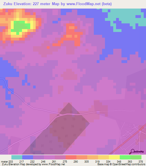 Zuku,Ghana Elevation Map