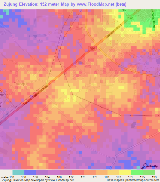 Zujung,Ghana Elevation Map