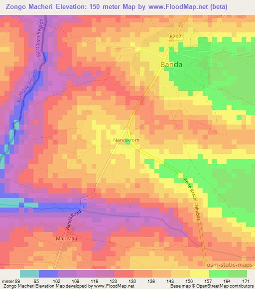 Zongo Macheri,Ghana Elevation Map