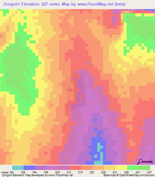 Zongoiri,Ghana Elevation Map