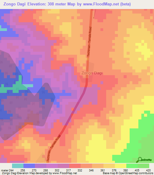 Zongo Dagi,Ghana Elevation Map