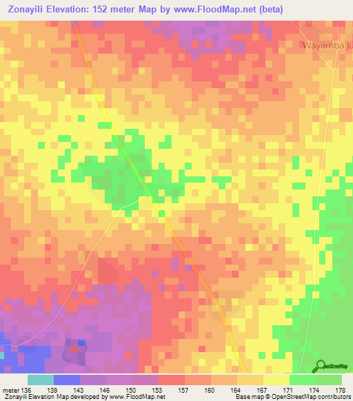 Zonayili,Ghana Elevation Map