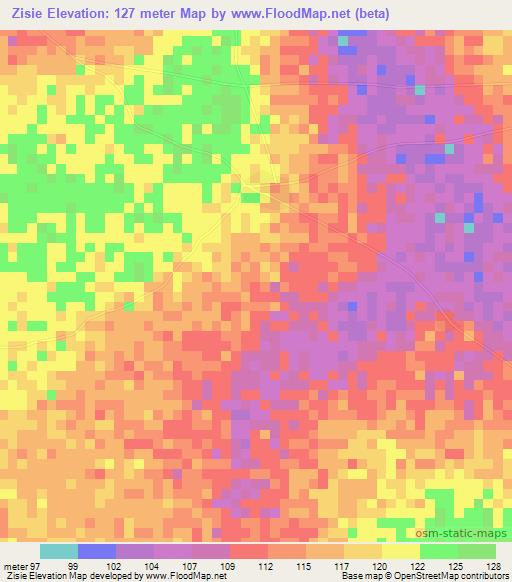 Zisie,Ghana Elevation Map