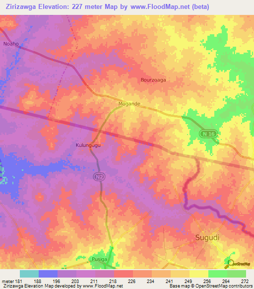 Zirizawga,Ghana Elevation Map