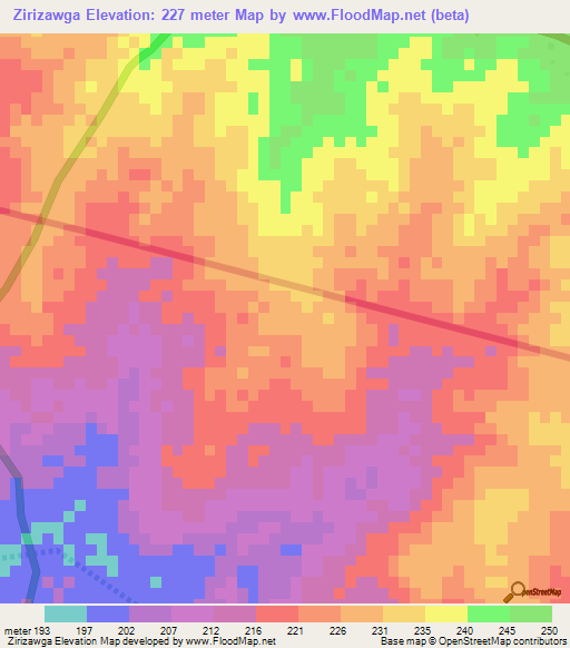 Zirizawga,Ghana Elevation Map