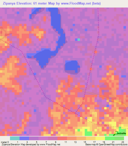 Zipanya,Ghana Elevation Map