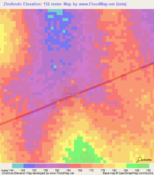 Zindimdo,Ghana Elevation Map