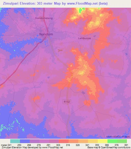 Zimulpari,Ghana Elevation Map