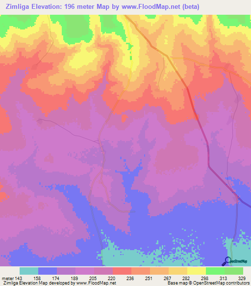 Zimliga,Ghana Elevation Map