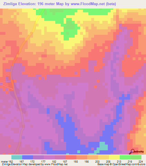 Zimliga,Ghana Elevation Map