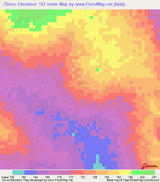 Ziluno,Ghana Elevation Map