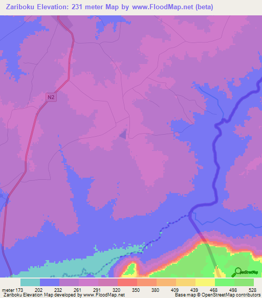 Zariboku,Ghana Elevation Map