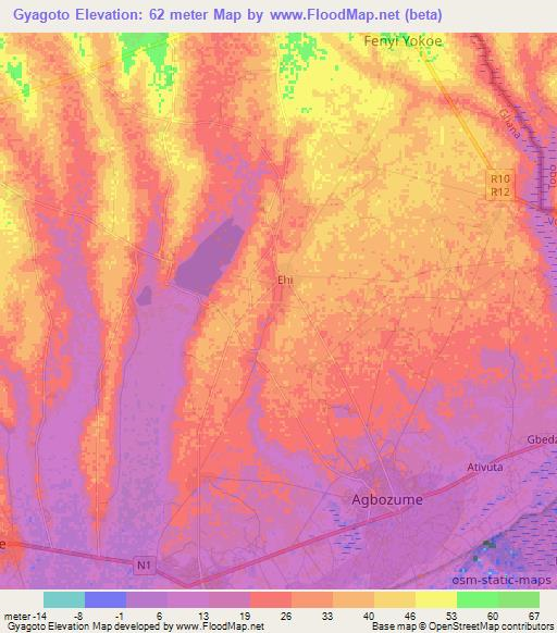 Gyagoto,Ghana Elevation Map