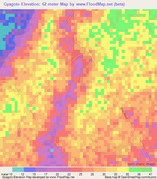 Gyagoto,Ghana Elevation Map