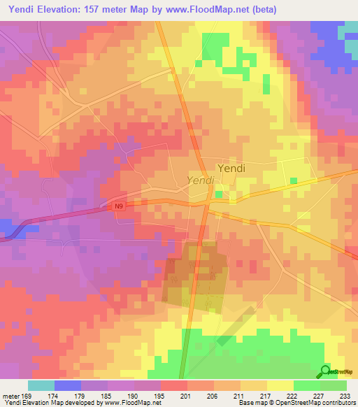 Yendi,Ghana Elevation Map