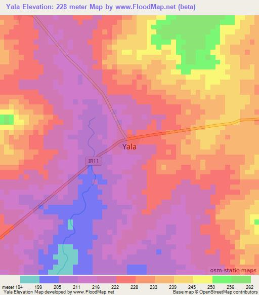 Yala,Ghana Elevation Map