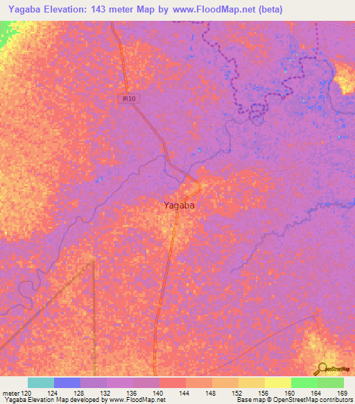 Yagaba,Ghana Elevation Map