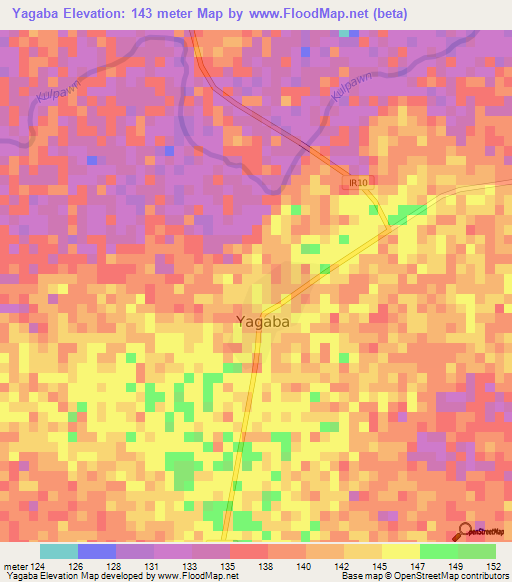 Yagaba,Ghana Elevation Map