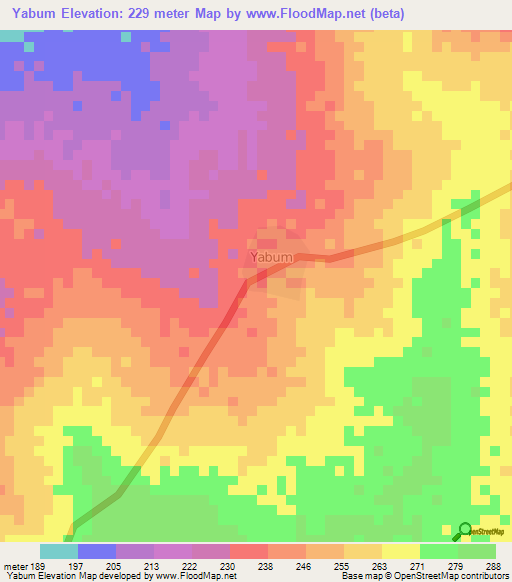 Yabum,Ghana Elevation Map