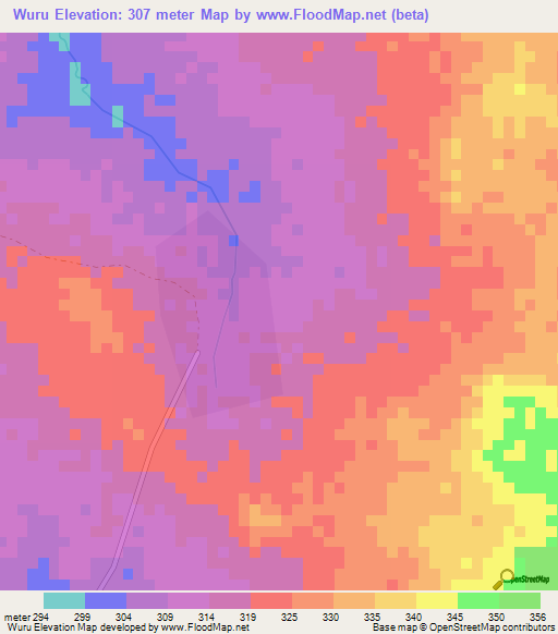 Wuru,Ghana Elevation Map