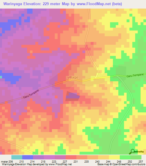 Warinyaga,Ghana Elevation Map