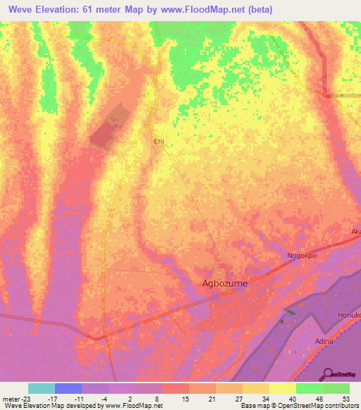 Weve,Ghana Elevation Map