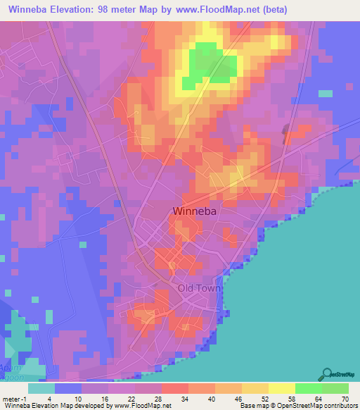 Winneba,Ghana Elevation Map