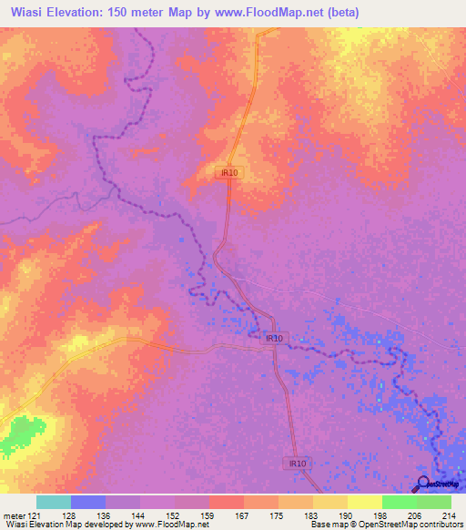 Wiasi,Ghana Elevation Map