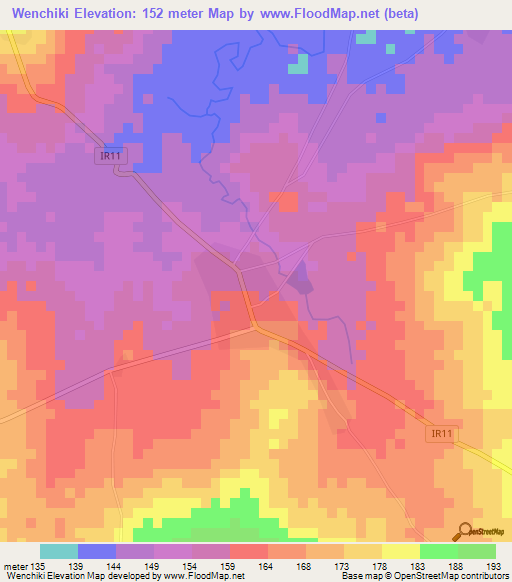 Wenchiki,Ghana Elevation Map