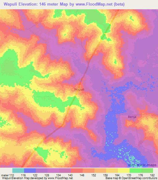 Wapuli,Ghana Elevation Map