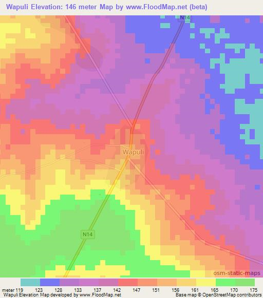 Wapuli,Ghana Elevation Map