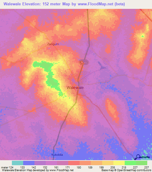 Walewale,Ghana Elevation Map