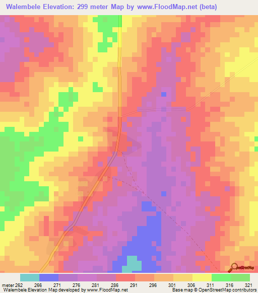 Walembele,Ghana Elevation Map