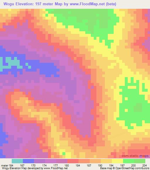 Wogu,Ghana Elevation Map