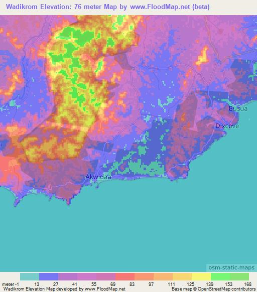 Wadikrom,Ghana Elevation Map