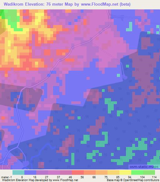 Wadikrom,Ghana Elevation Map