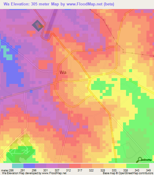 Wa,Ghana Elevation Map