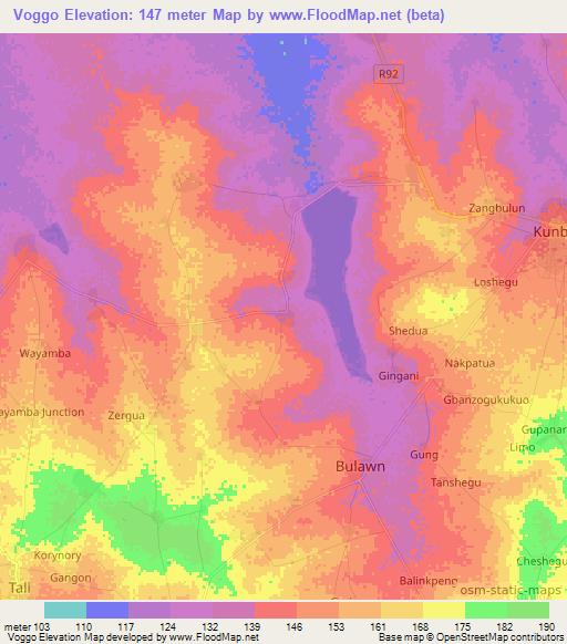 Voggo,Ghana Elevation Map