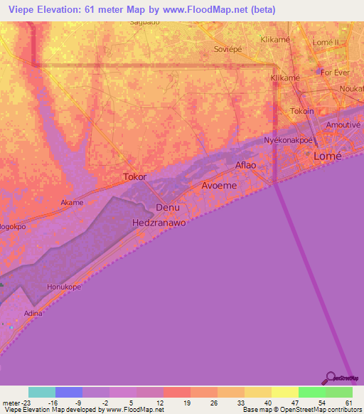 Viepe,Ghana Elevation Map