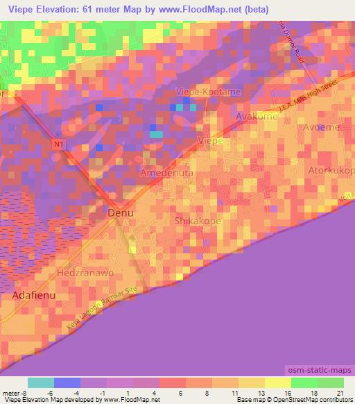 Viepe,Ghana Elevation Map