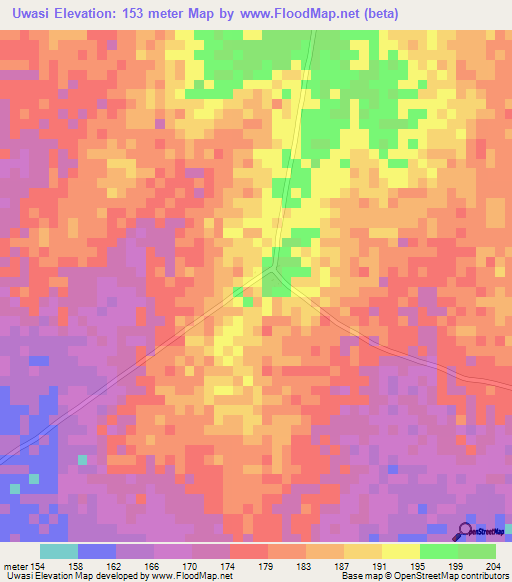 Uwasi,Ghana Elevation Map