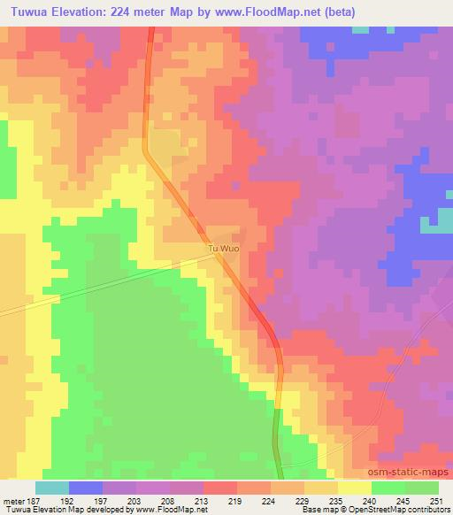 Tuwua,Ghana Elevation Map