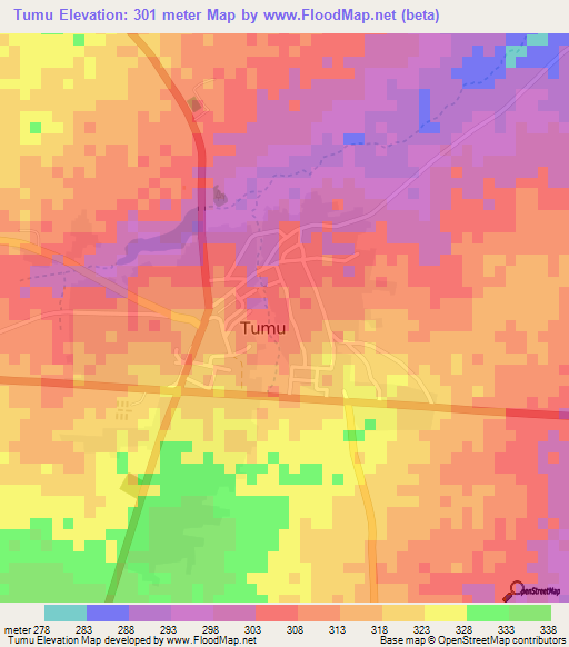 Tumu,Ghana Elevation Map