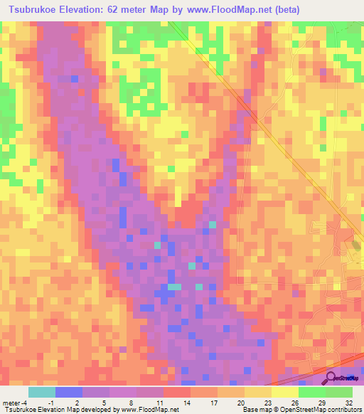 Tsubrukoe,Ghana Elevation Map