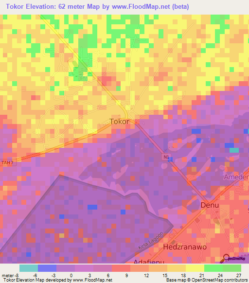 Tokor,Ghana Elevation Map