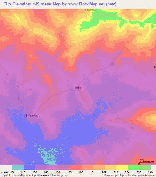 Tijo,Ghana Elevation Map