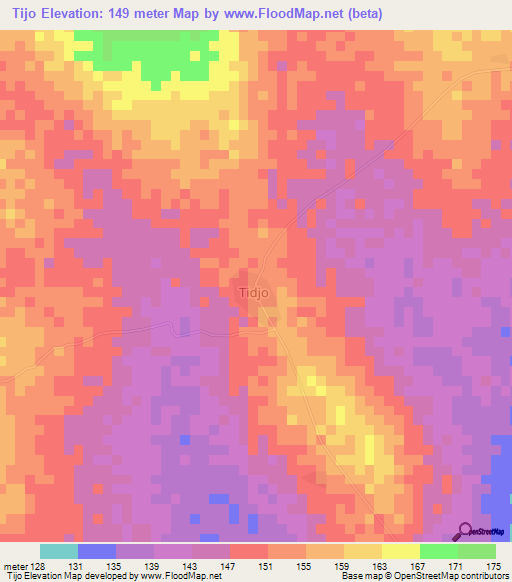 Tijo,Ghana Elevation Map