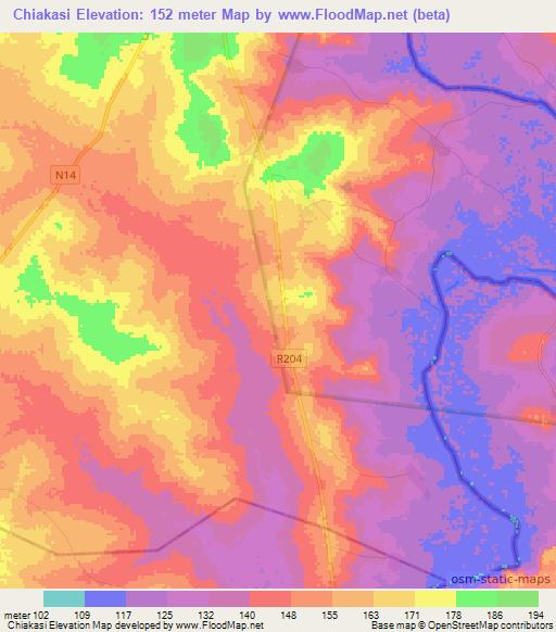 Chiakasi,Ghana Elevation Map